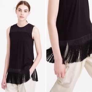 J Crew Black Tank Top w/ Fringe